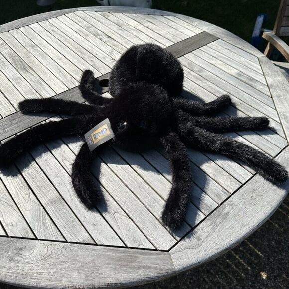 Cynthia Rowley Spider Shaped Black Pillow Halloween Faux Fur Decor 9"X 17" Plush - Picture 10 of 16